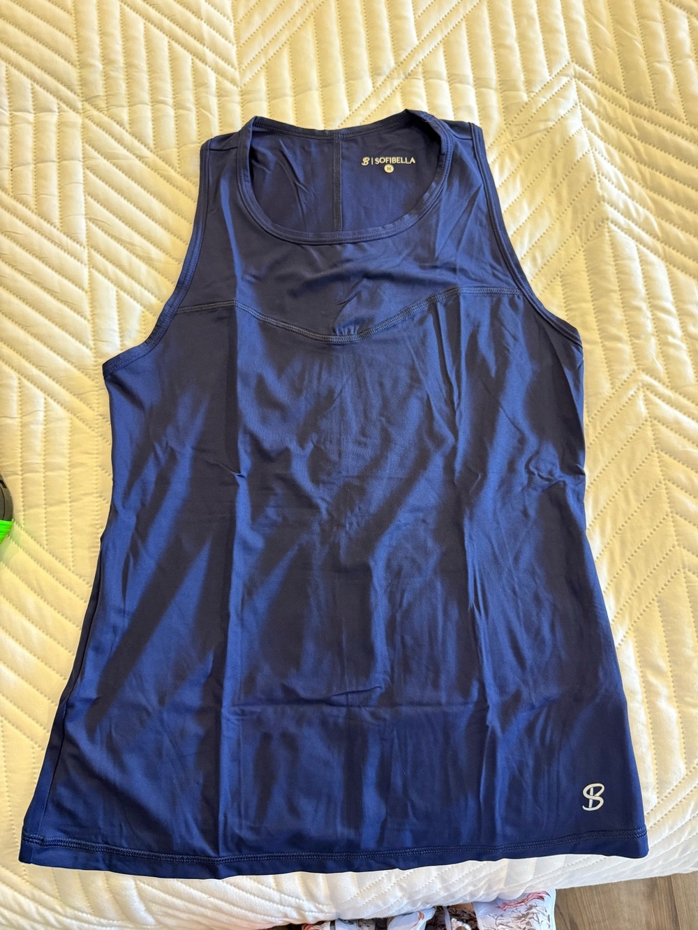 Sofibella Navy Athletic Top with Yellow Logo